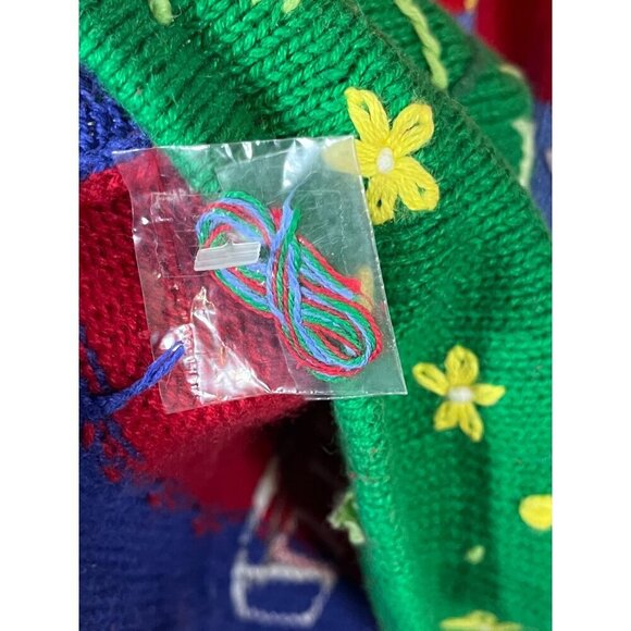 Quacker Factory Knit Sweater 2x Red Sequin Vtg Lighthouse Retro Classic Preppy - Picture 5 of 15